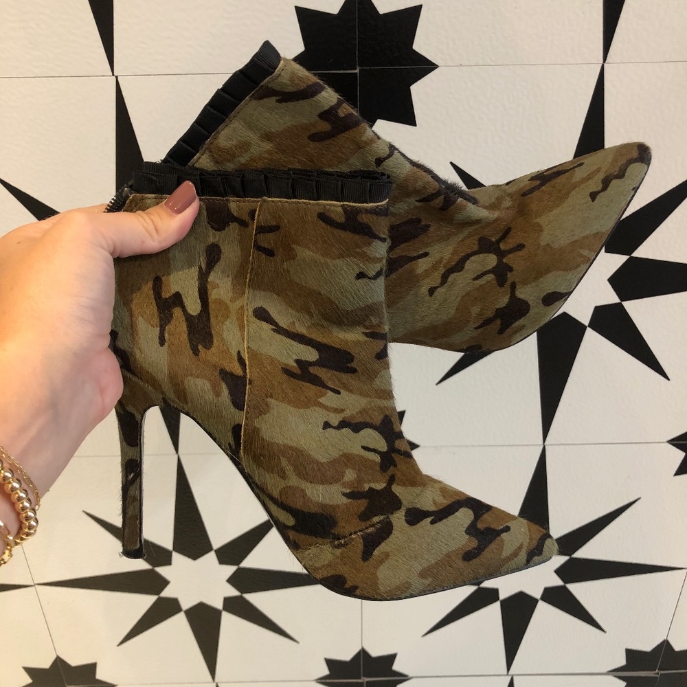 Betsey Johnson Camo Heel Booties